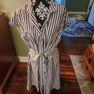 Old Navy Womens Blue White Button Up Dress With Stripes NEW W TAG